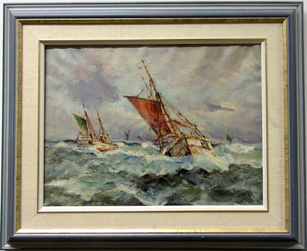 Einer Ploug (1914-1983) - Trawlers In Heavy Seas