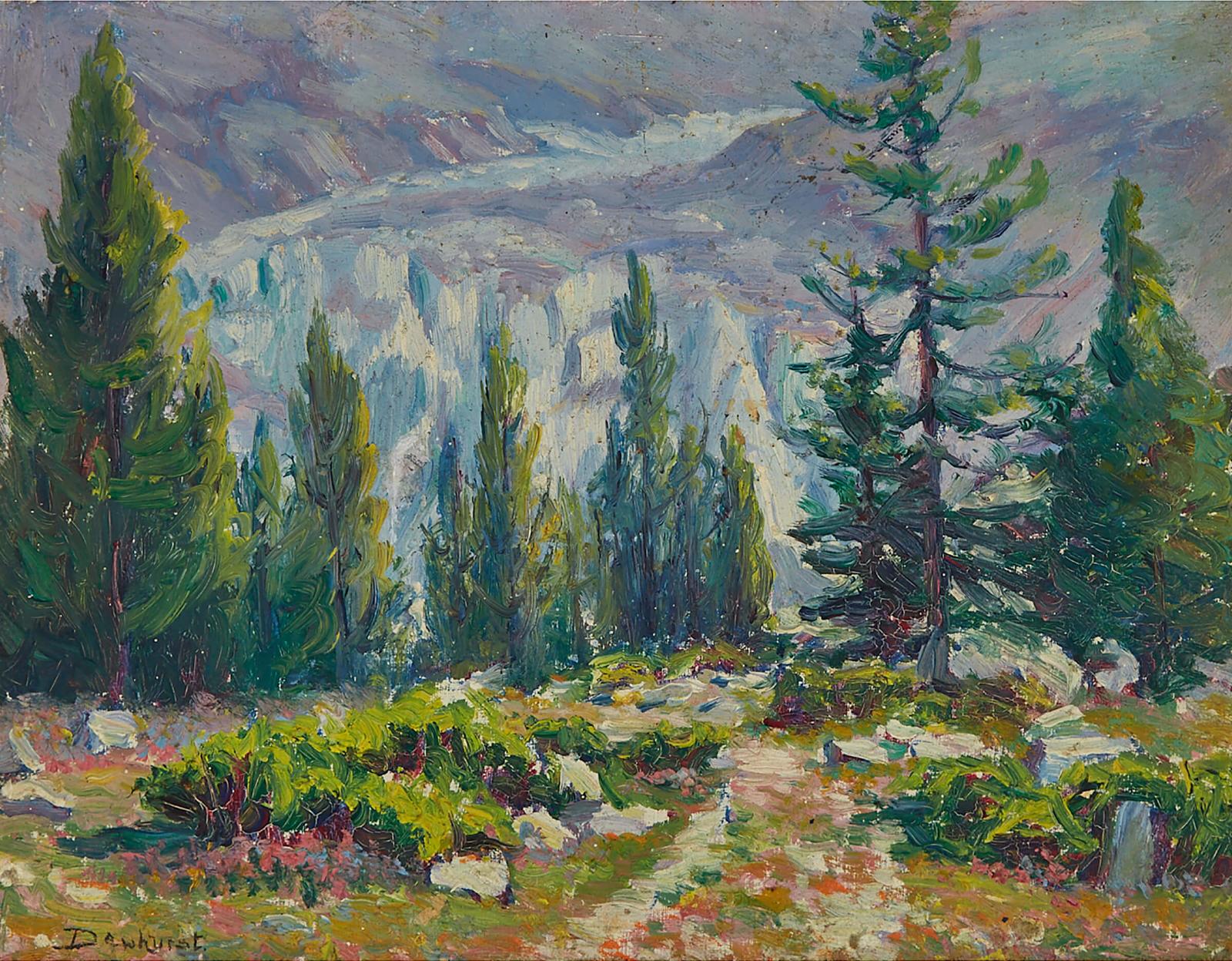 Wynford Dewhurst (1864-1941) - Le Glacier D'argentière; Mountain Settlement Near River