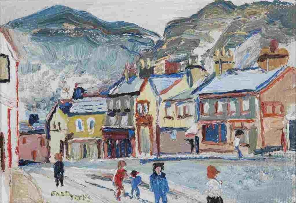 Fred Yates (1922-2008) - Untitled (Street Scene with Town Folk)