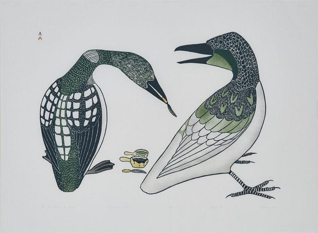 Kananginak Pootoogook (1935-2010) - The Loon Paints The Raven