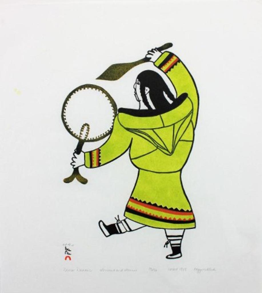 Egevadluq (Eegyvuldluk) Ragee (1920-1983) - Drum Dancer, 1978 #7, stonecut, 29/50	51x 46 cm