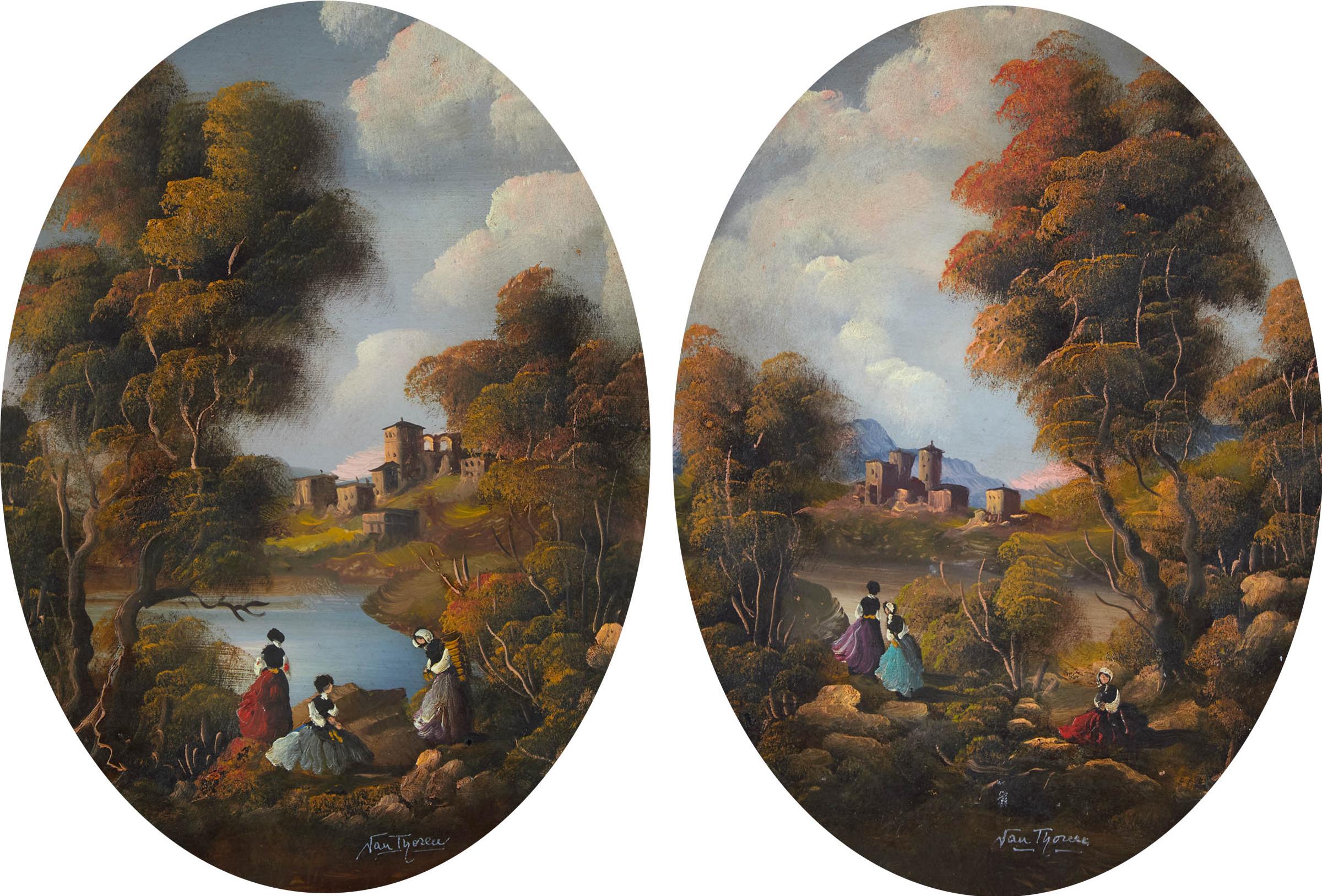 Otto van Thoren - A Pair Of Pastoral Scenes