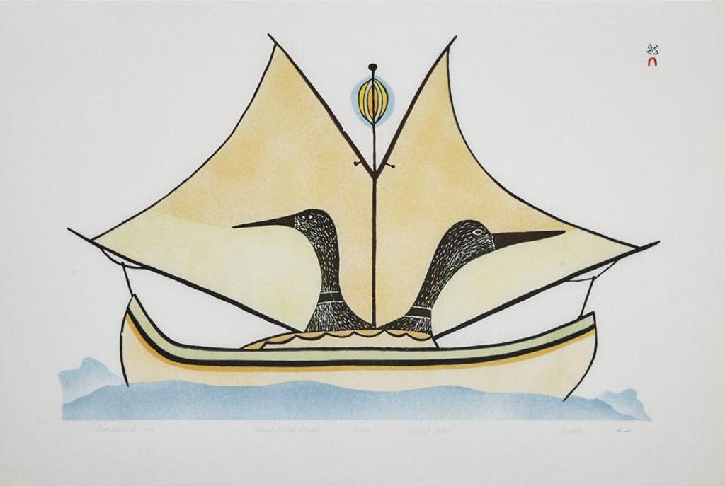 Pudlo Pudlat (1916-1992) - Two Loons At Sea