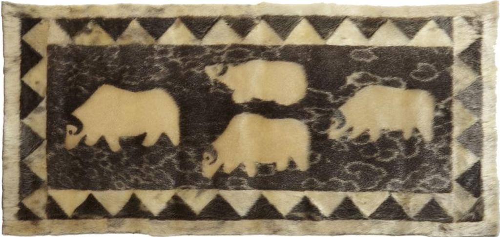 Haluyak - Four Grazing Musk Oxen Surrounded By A Geometric Border