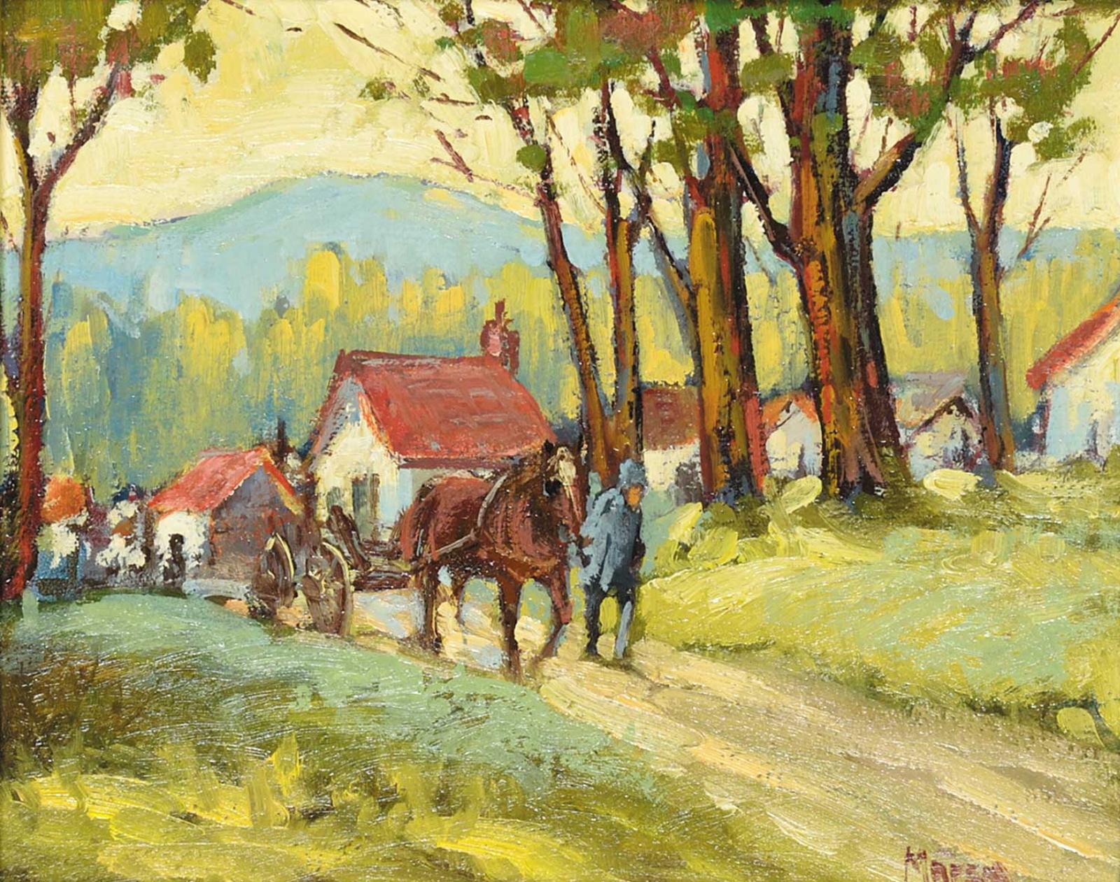 Ernest Marza (1923-2019) - Untitled - Horse Cart Leaving the Village