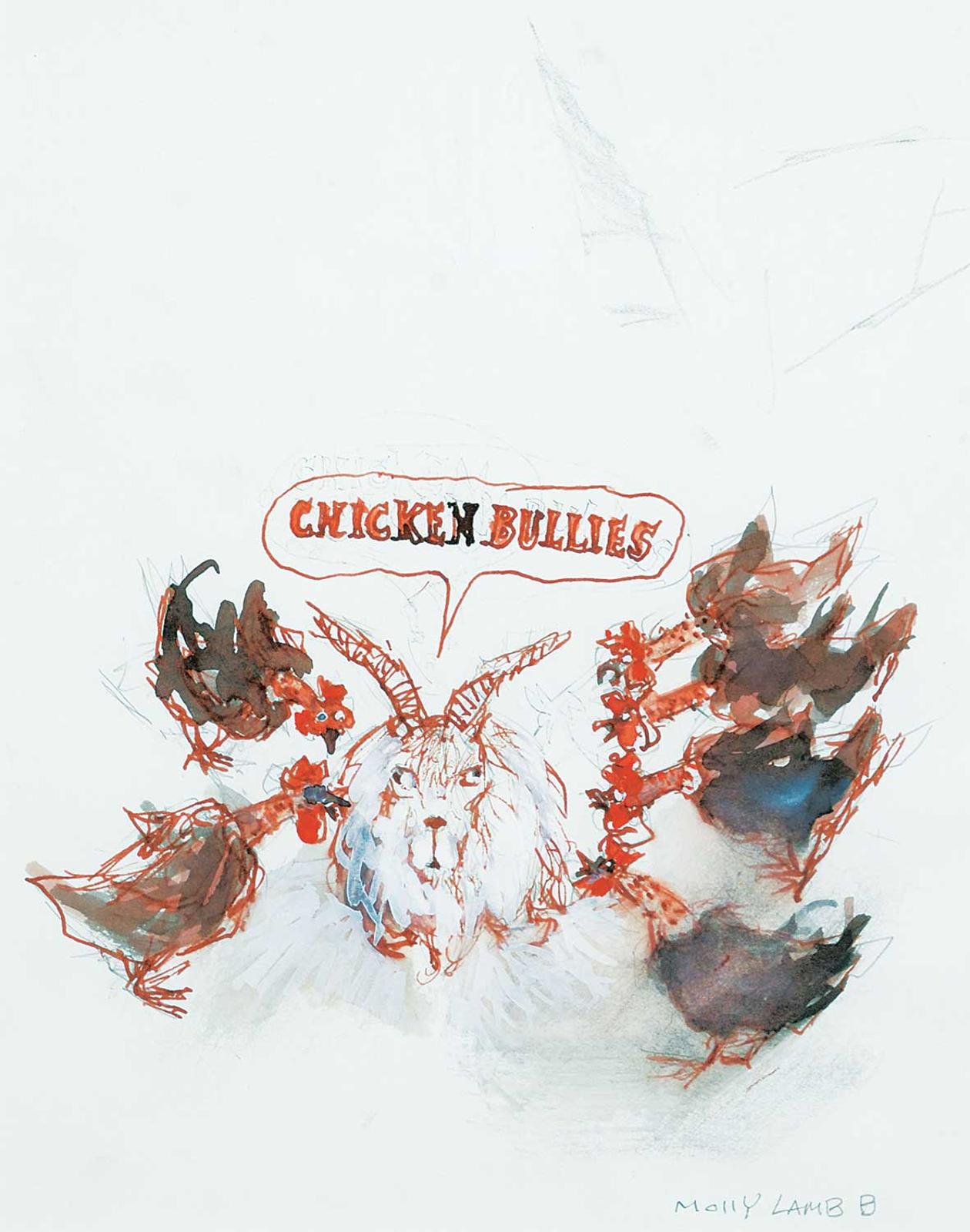 Molly Joan Lamb Bobak (1922-2014) - Chicken Bullies [Illustration for a Book]