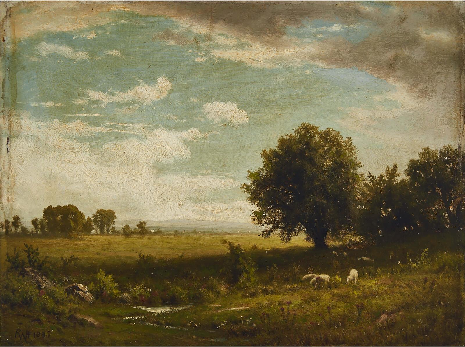 British - Pastoral With Sheep Grazing, 1885