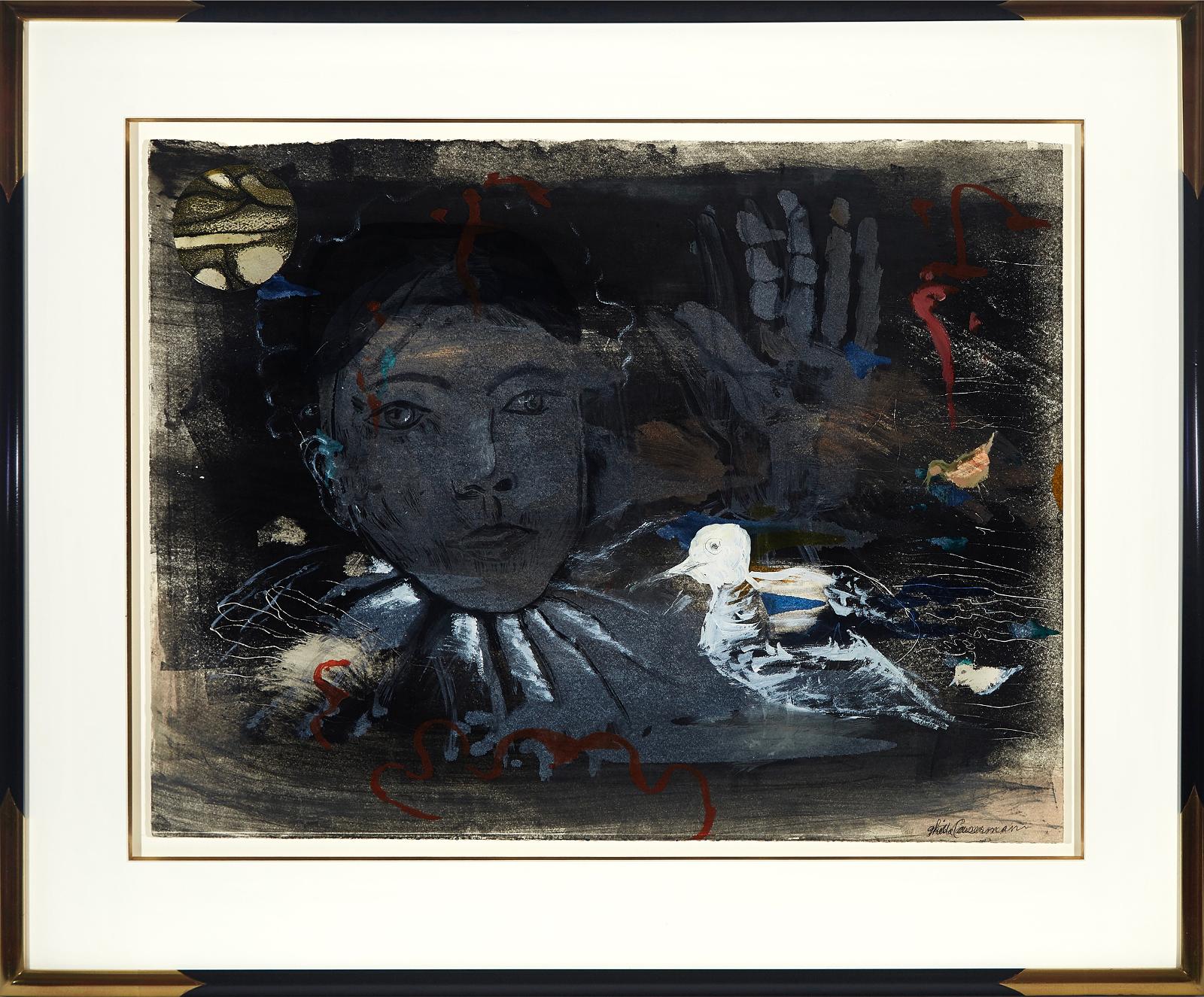 Ghitta Caiserman-Roth (1923-2005) - Untitled (Face Of Pierrot And Birds)