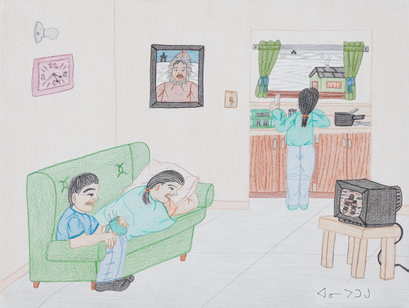 Annie Pootoogook (1969-2016) - TV and Dishes