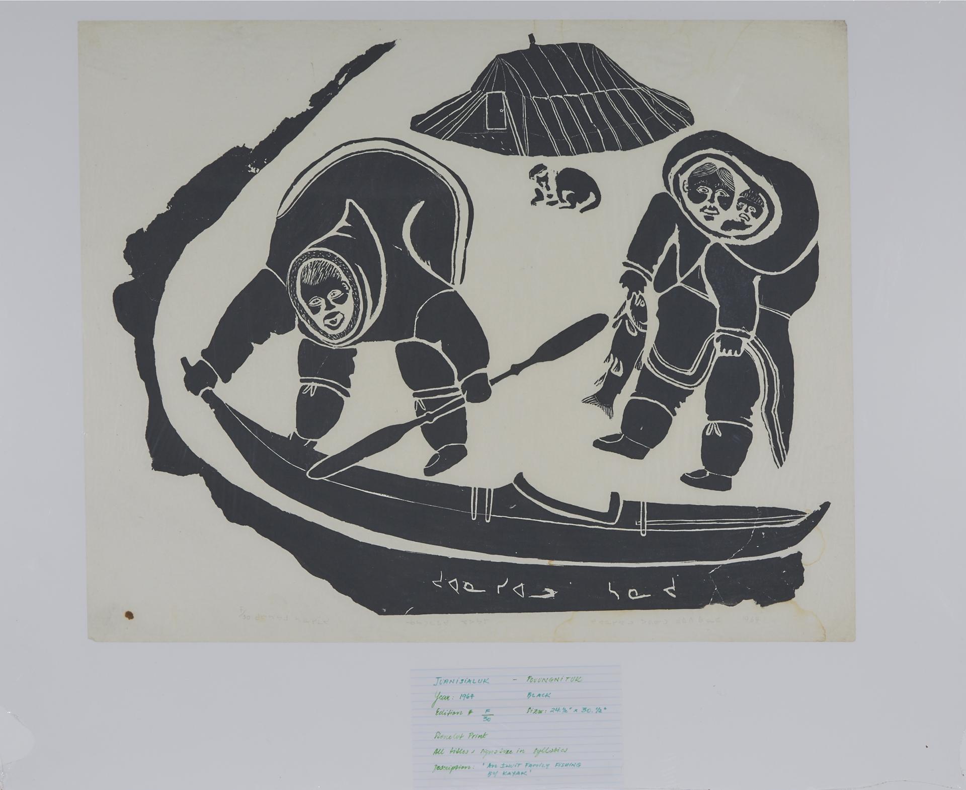 Juanisialu Irqumia (1912-1977) - An Inuit Family Fishing By Kayak