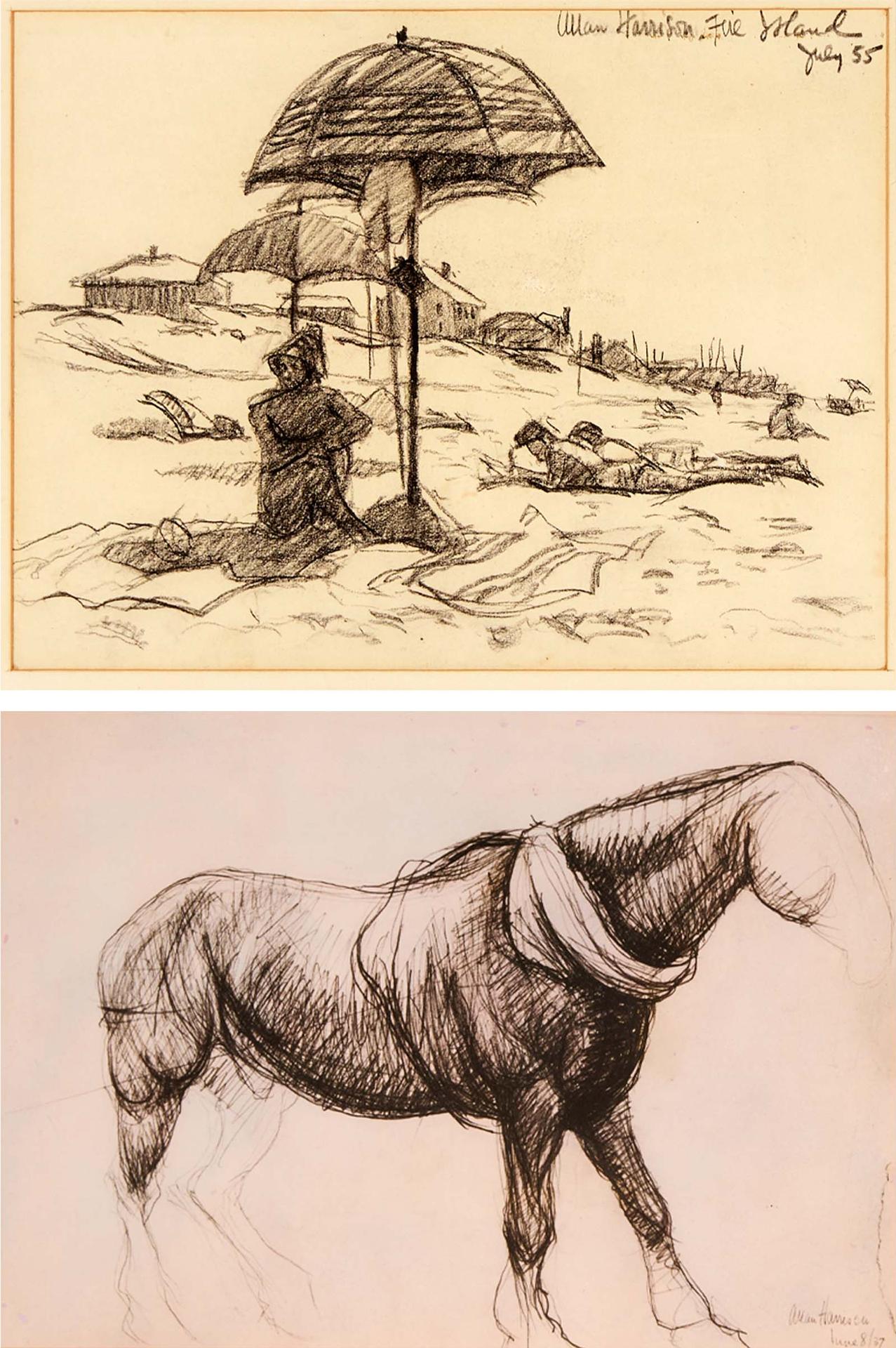 William Allan Harrison (1911-1988) - Fire Island, 1955; Horse Sketch