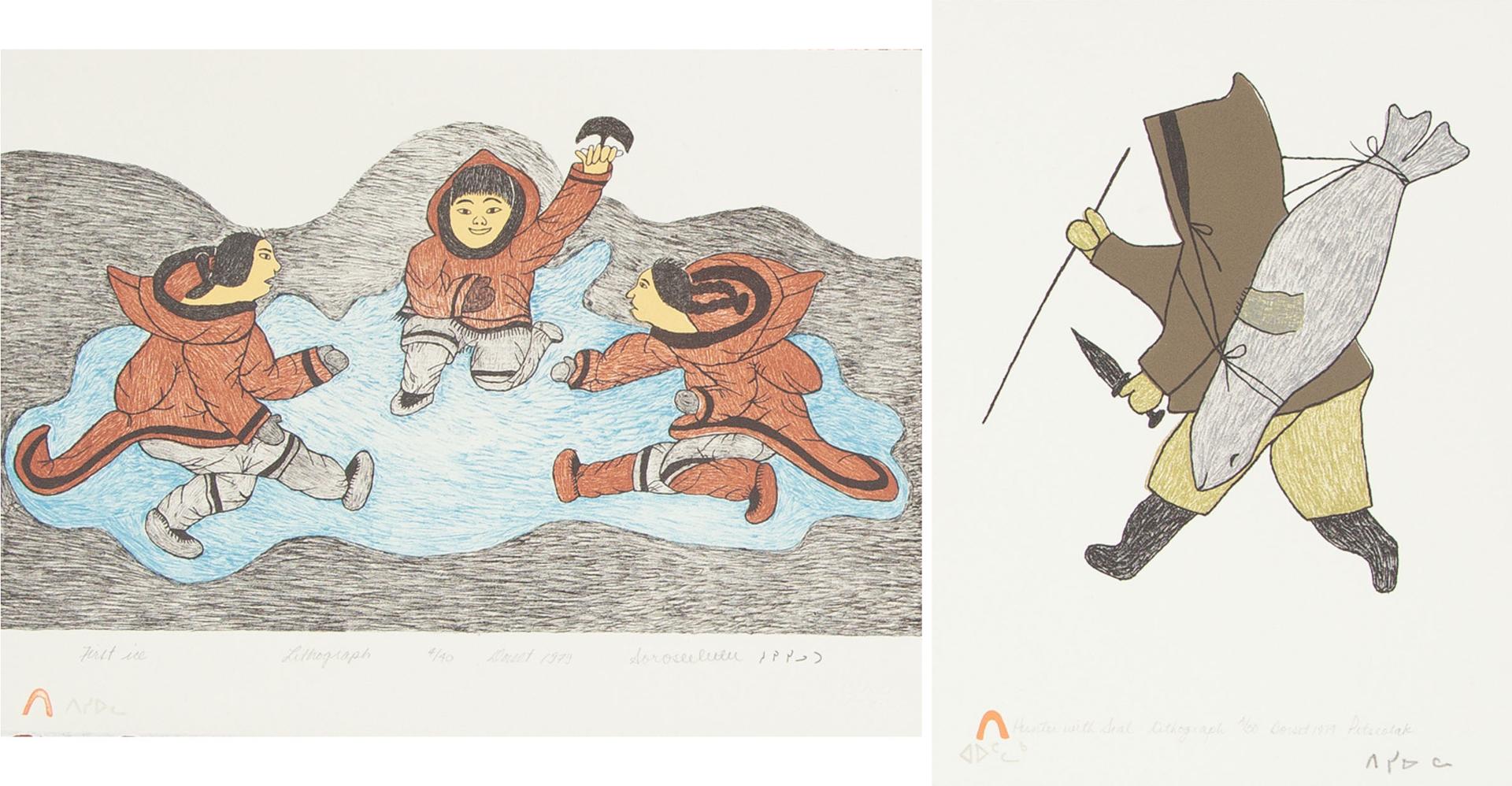 Pitseolak Ashoona (1904-1983) - Hunter & Seal, First Ice