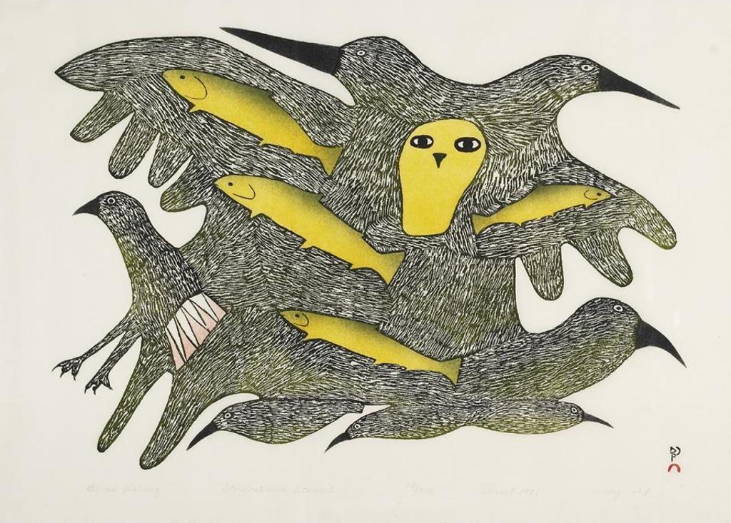 Lucy Qinnuayuak (1915-1982) - Birds Fishing