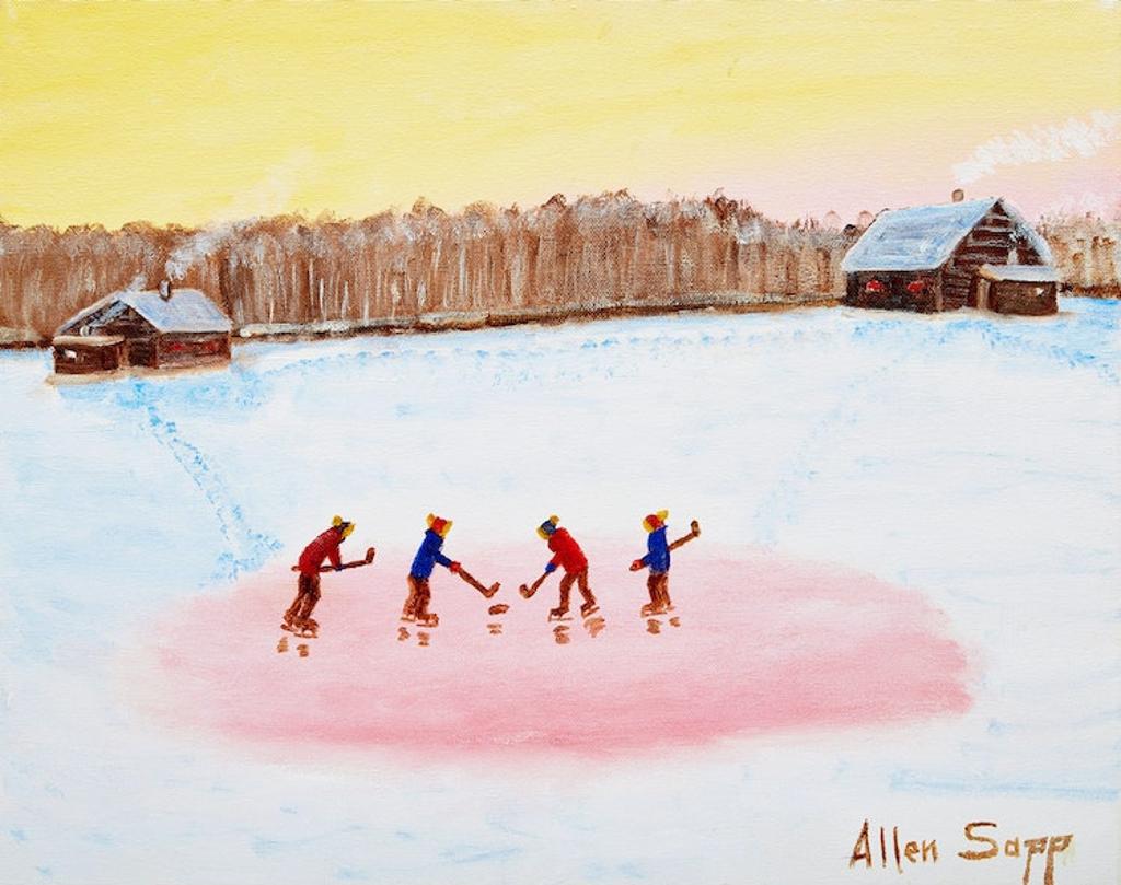 Allen Fredrick Sapp (1929-2015) - Playing Hockey at Sunset