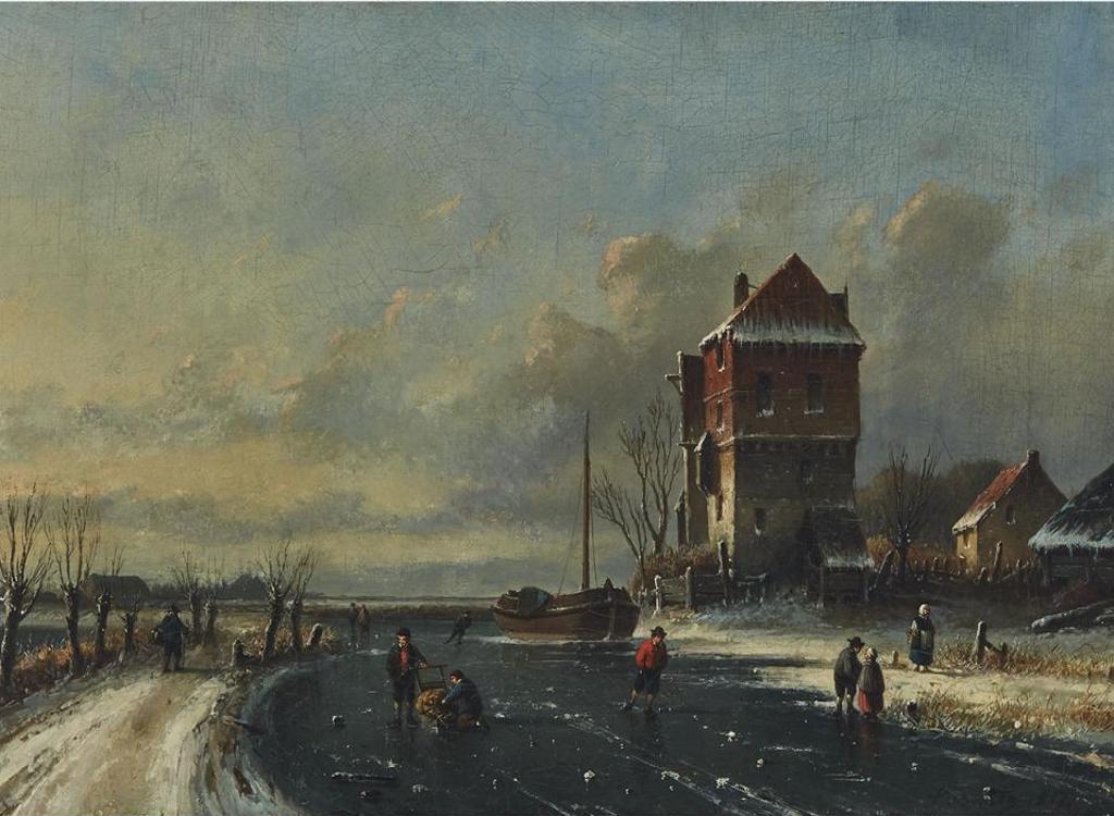 Louis Smets (1852-1868) - Skaters On A Frozen Pond, 1867