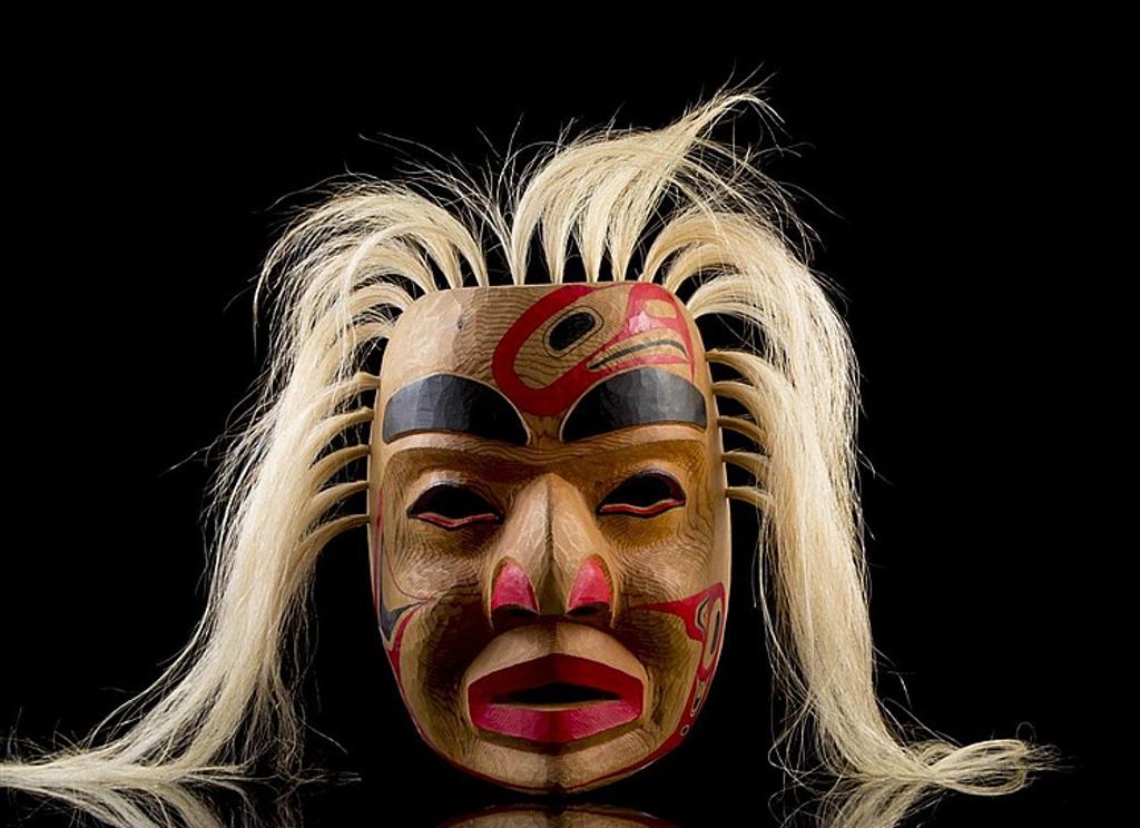 Joe David (1946) - a carved and polychromed red cedar Eagle Spirit mask