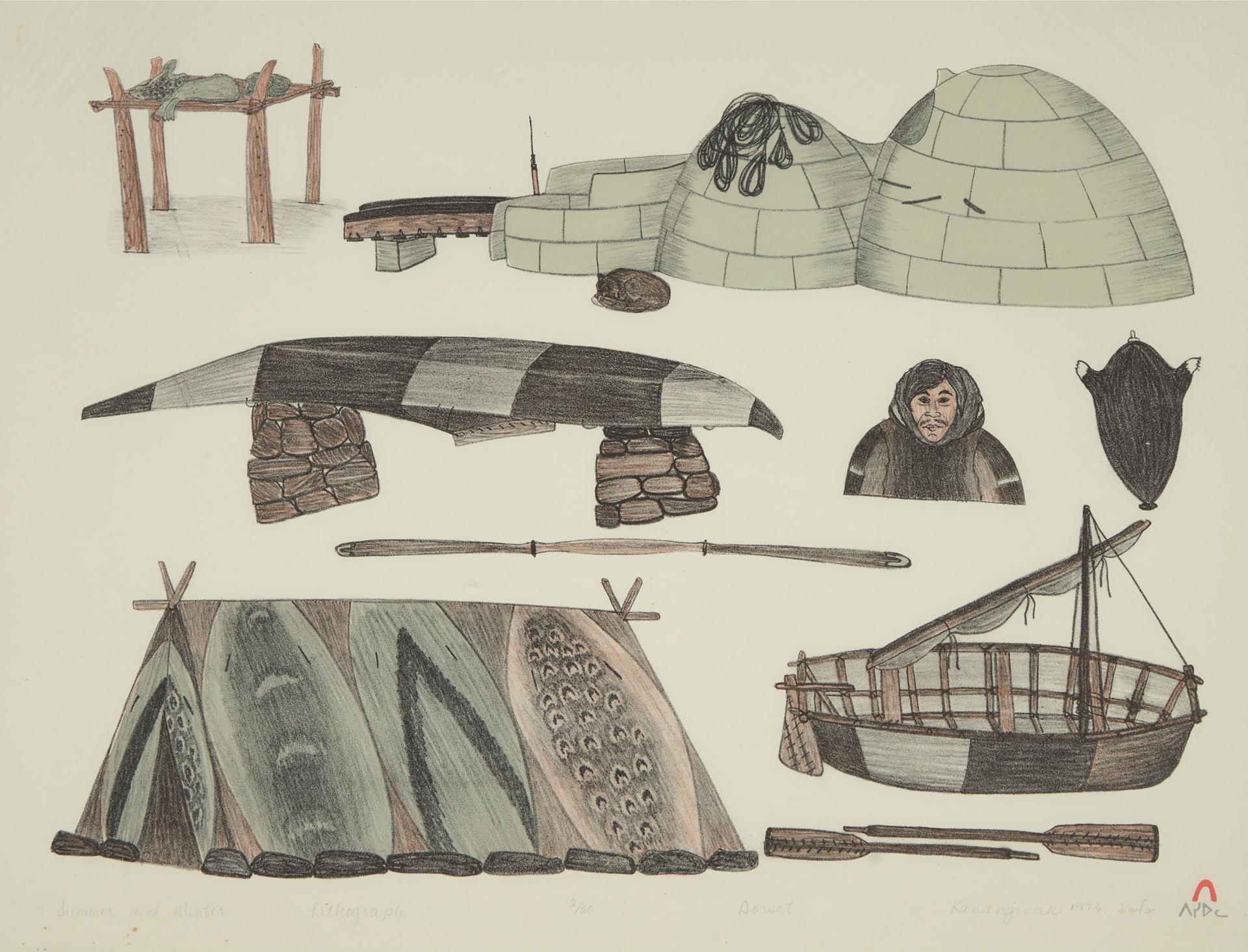 Kananginak Pootoogook (1935-2010) - Summer And Winter, 1976