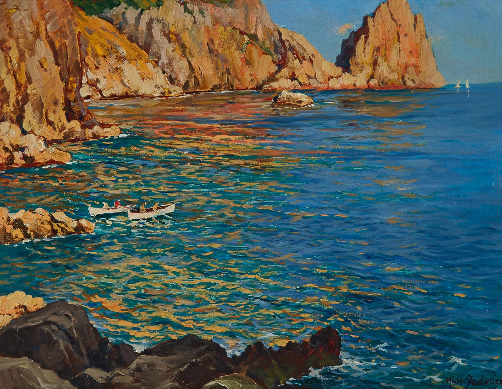 Michele Federico (1884-1966) - Boaters At Capri