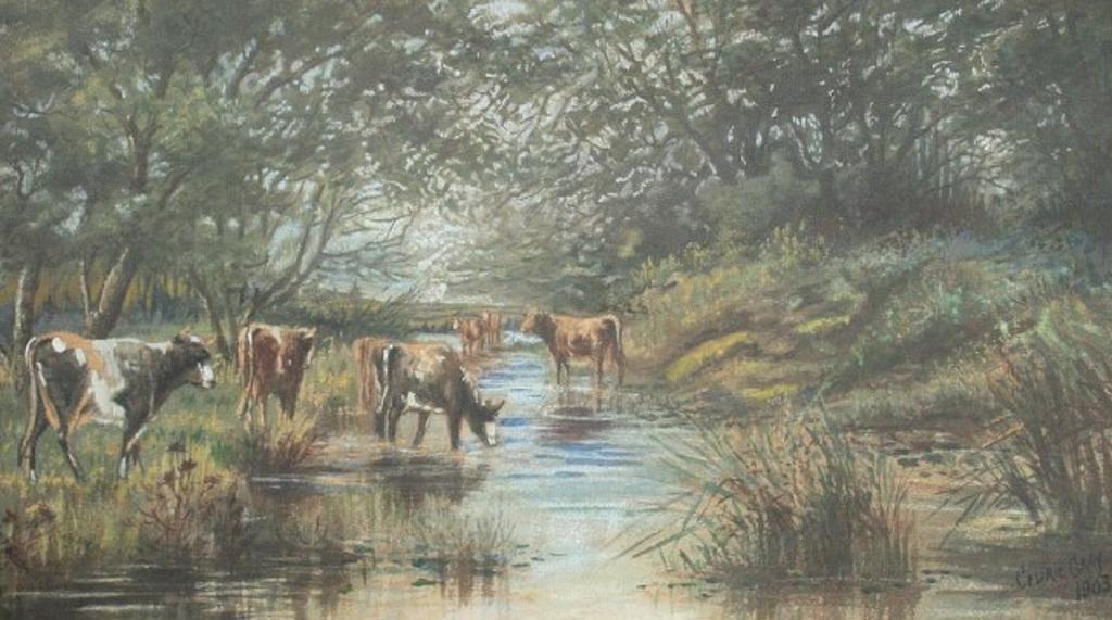 Cedric Gray - Cattle Watering By Stream