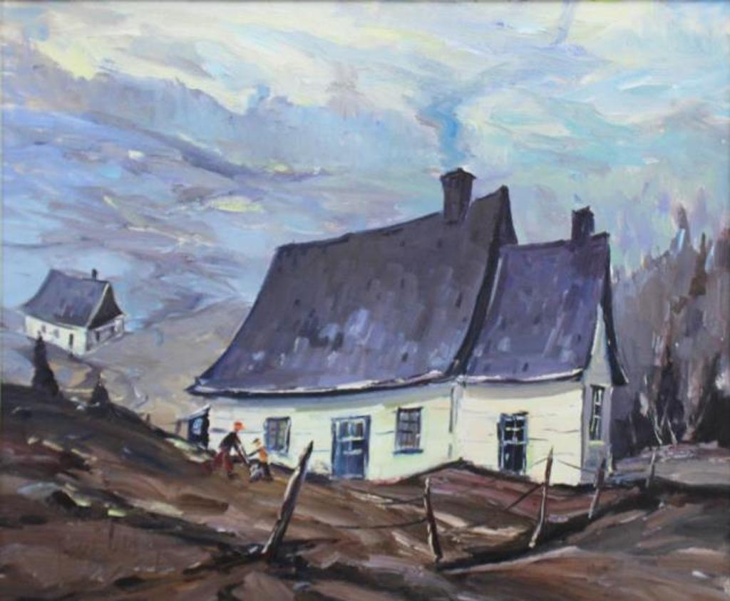 Jean-Marc Blier (1921-1994) - Children by an Old Quebec House