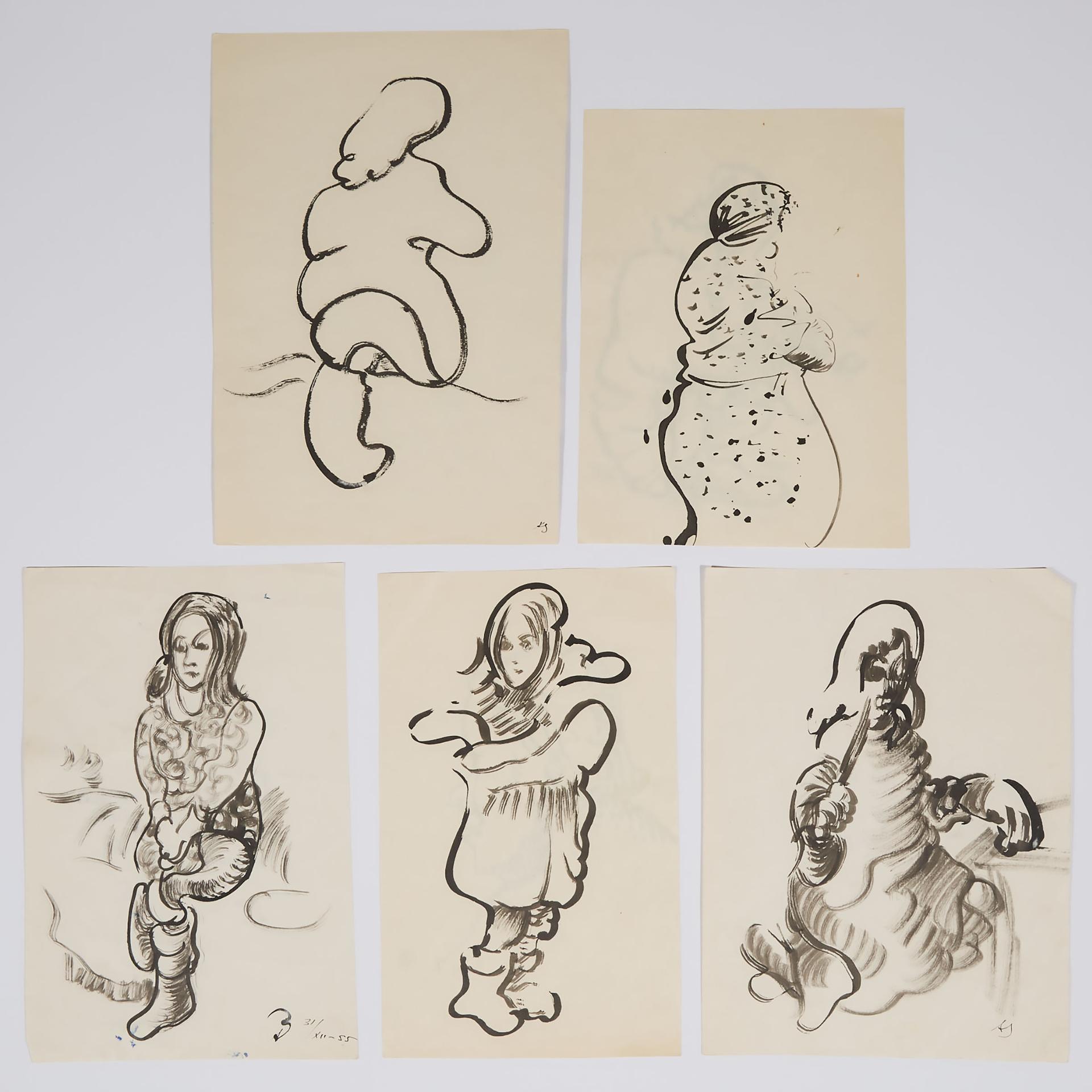 Anatoly Timofeevich Zverev (1931-1986) - Five Figure Studies, Circa 1950-1960