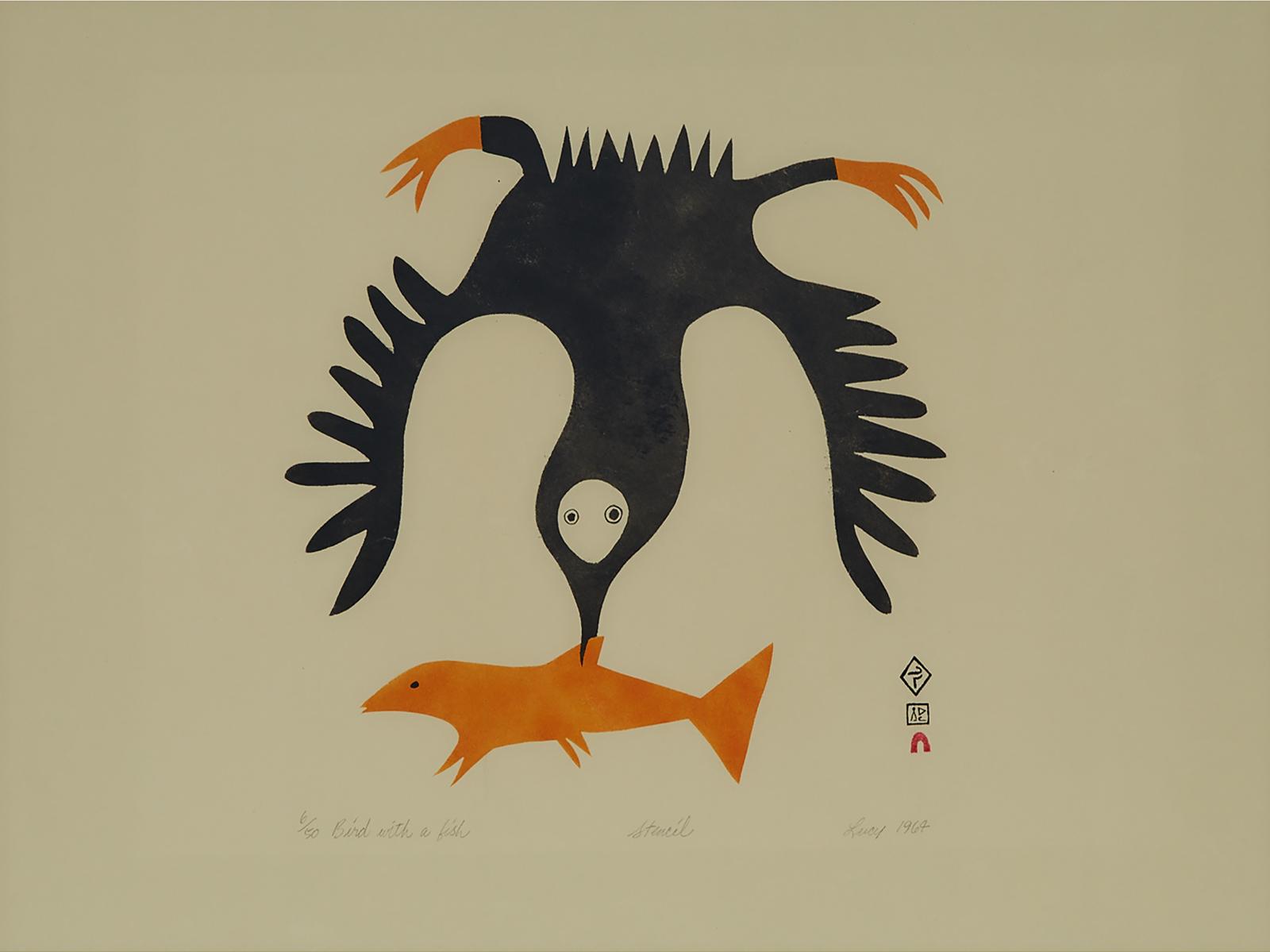 Lucy Qinnuayuak (1915-1982) - Bird With A Fish