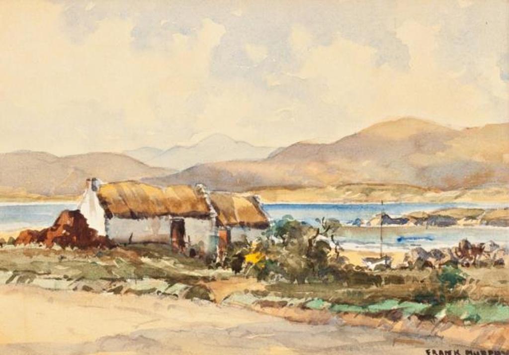 Frank Murphy (1925-1974) - Thatched Cottage and Sailboat by a Lake