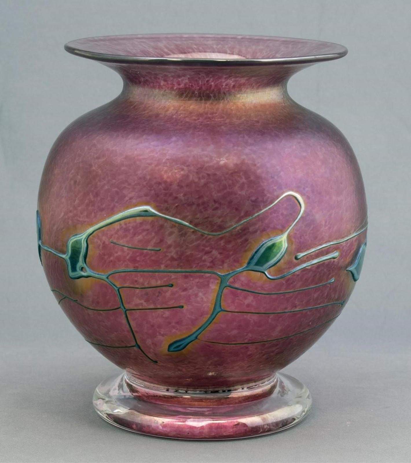 Robert D.M. Held (1943) - Irridescent Pink Vase With Abstract Design