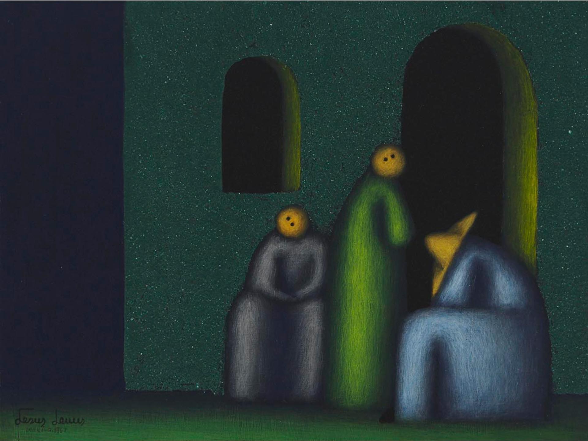 Jesus Mariano Leuus (1948) - Three Figures, Blue And Green, 1967