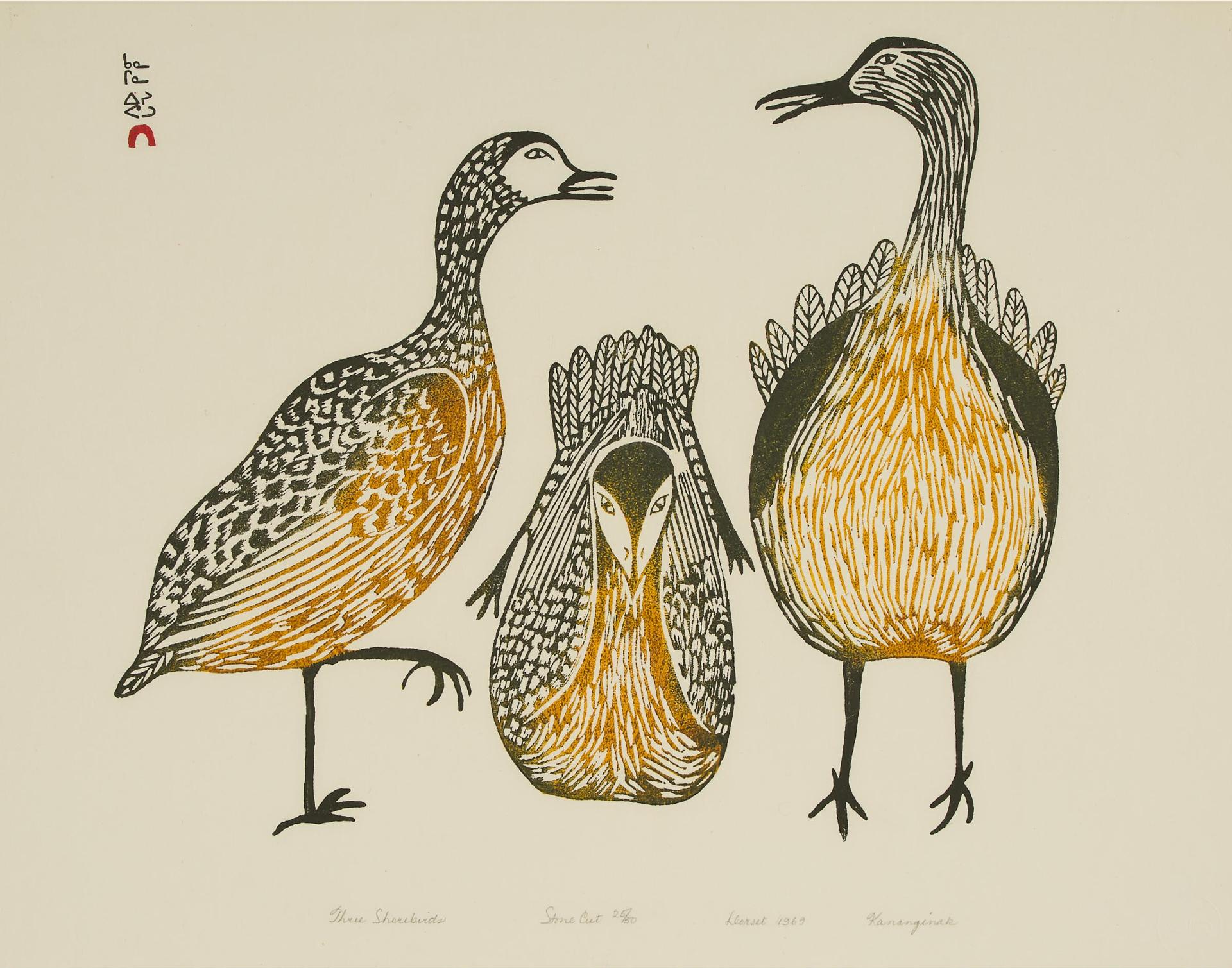 Kananginak Pootoogook (1935-2010) - Three Shore Birds