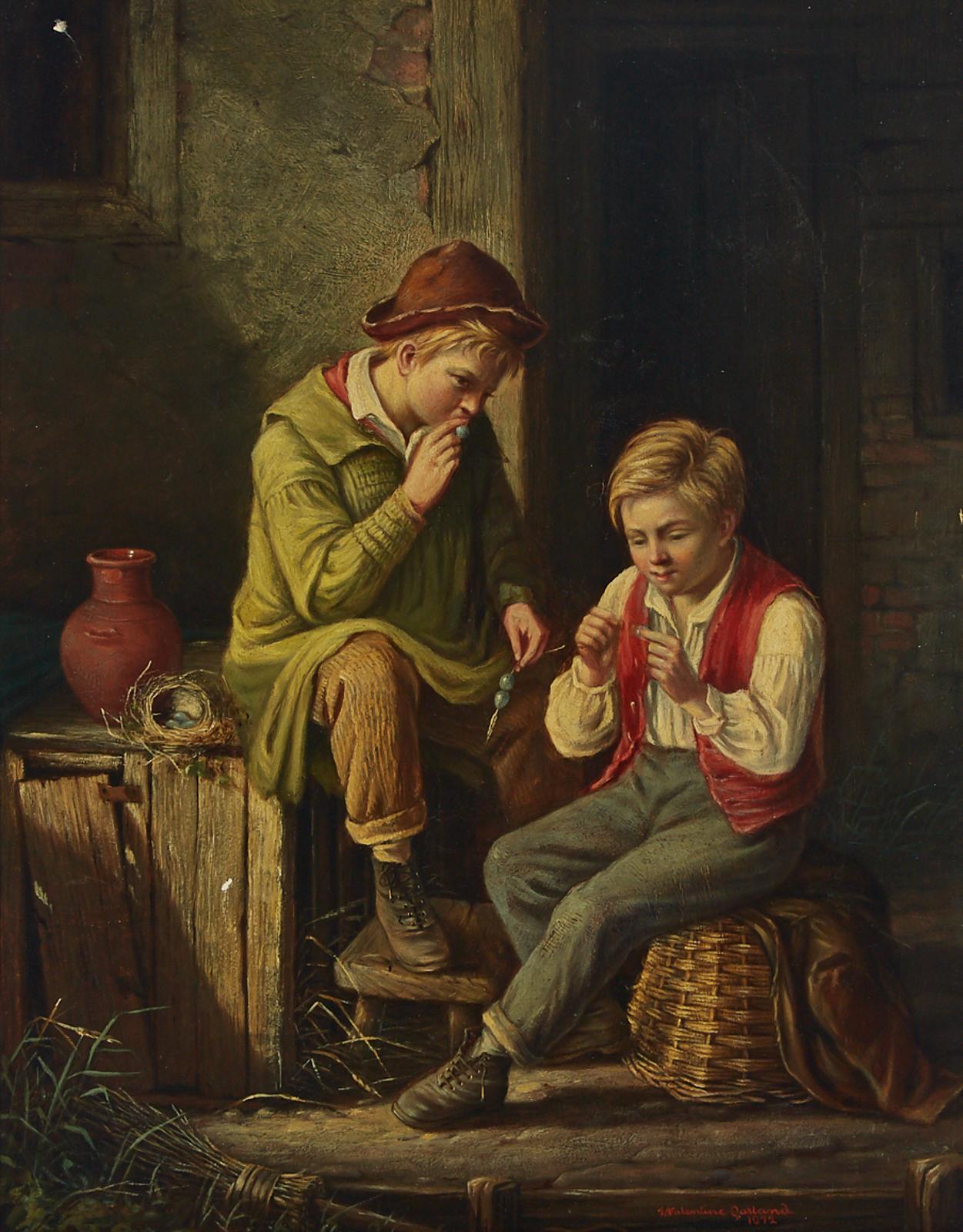 Thomas Valentine Garland (1840-1914) - Two Boys Stringing Robins' Eggs, 1872