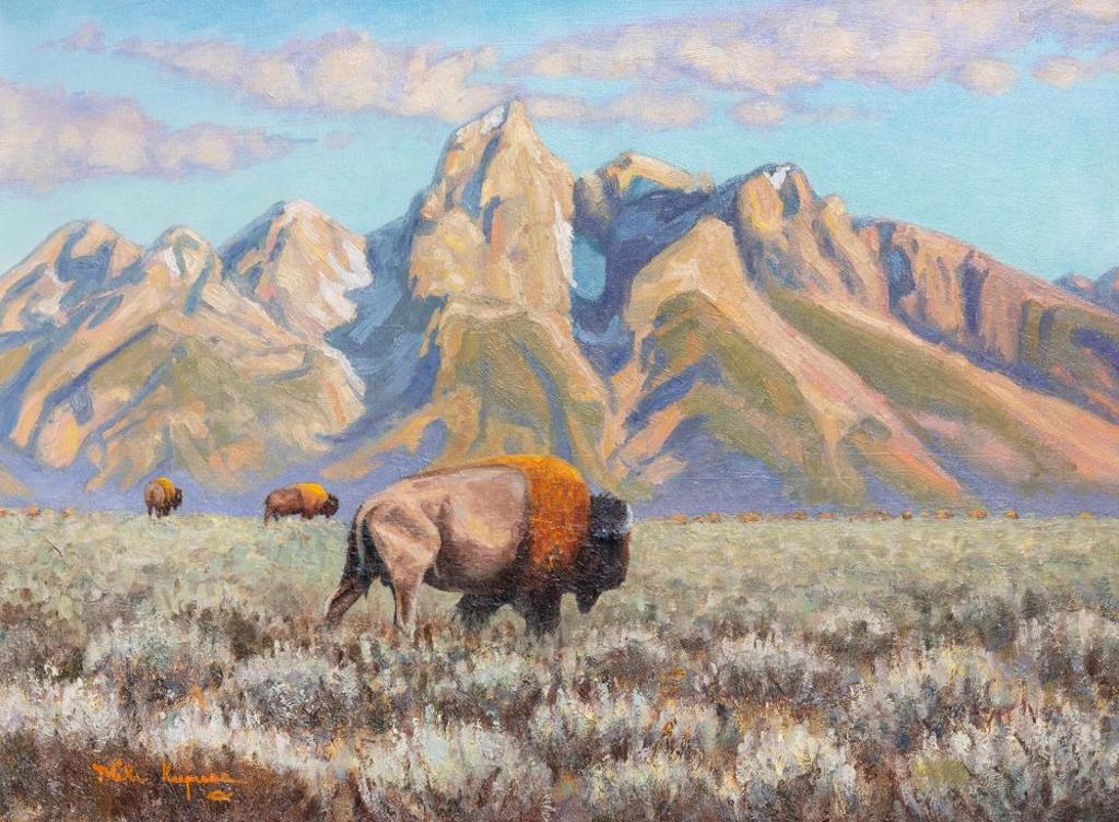 Mike Keepness (1981-2021) - Bison at the Foot of the Tetons