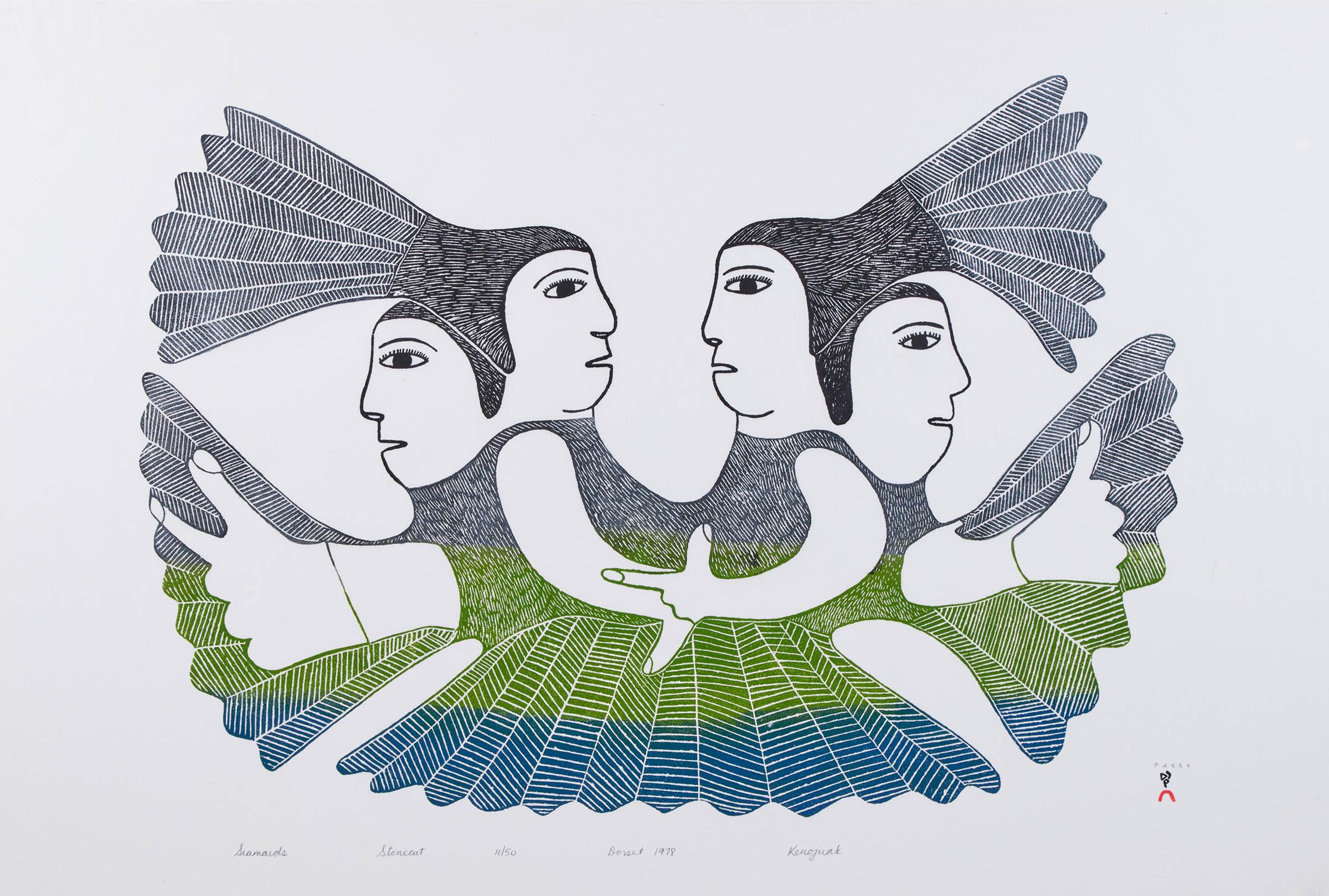 Kenojuak Ashevak (1927-2013) - Seamaids, 1978