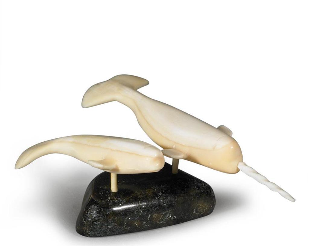 Jean Mapsalak (1930) - Two Narwhals On Ice Flow (One With Tusk)