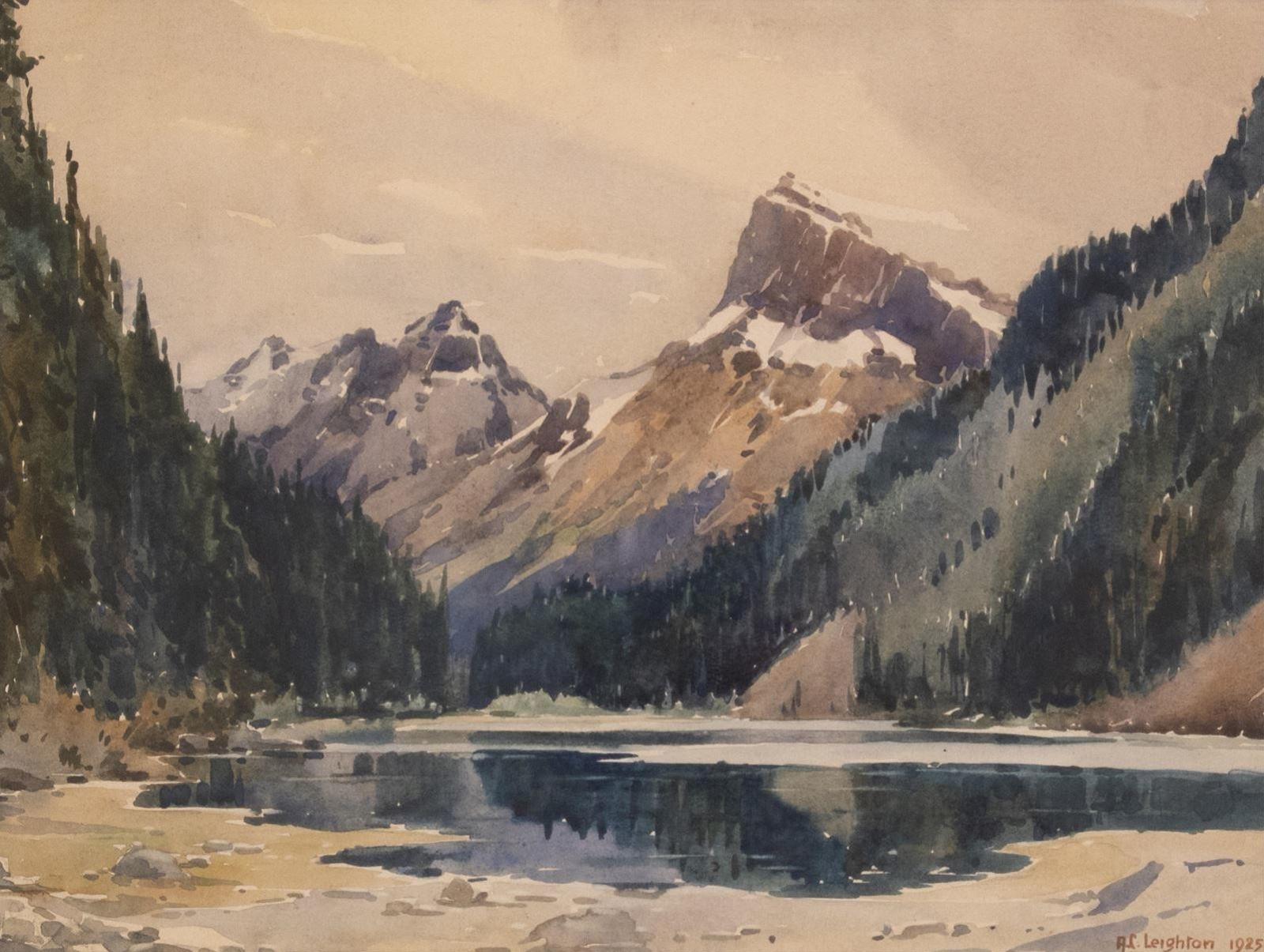 Alfred Crocker Leighton (1901-1965) - Peaks Reflecting In A Mountain Lake; 1925