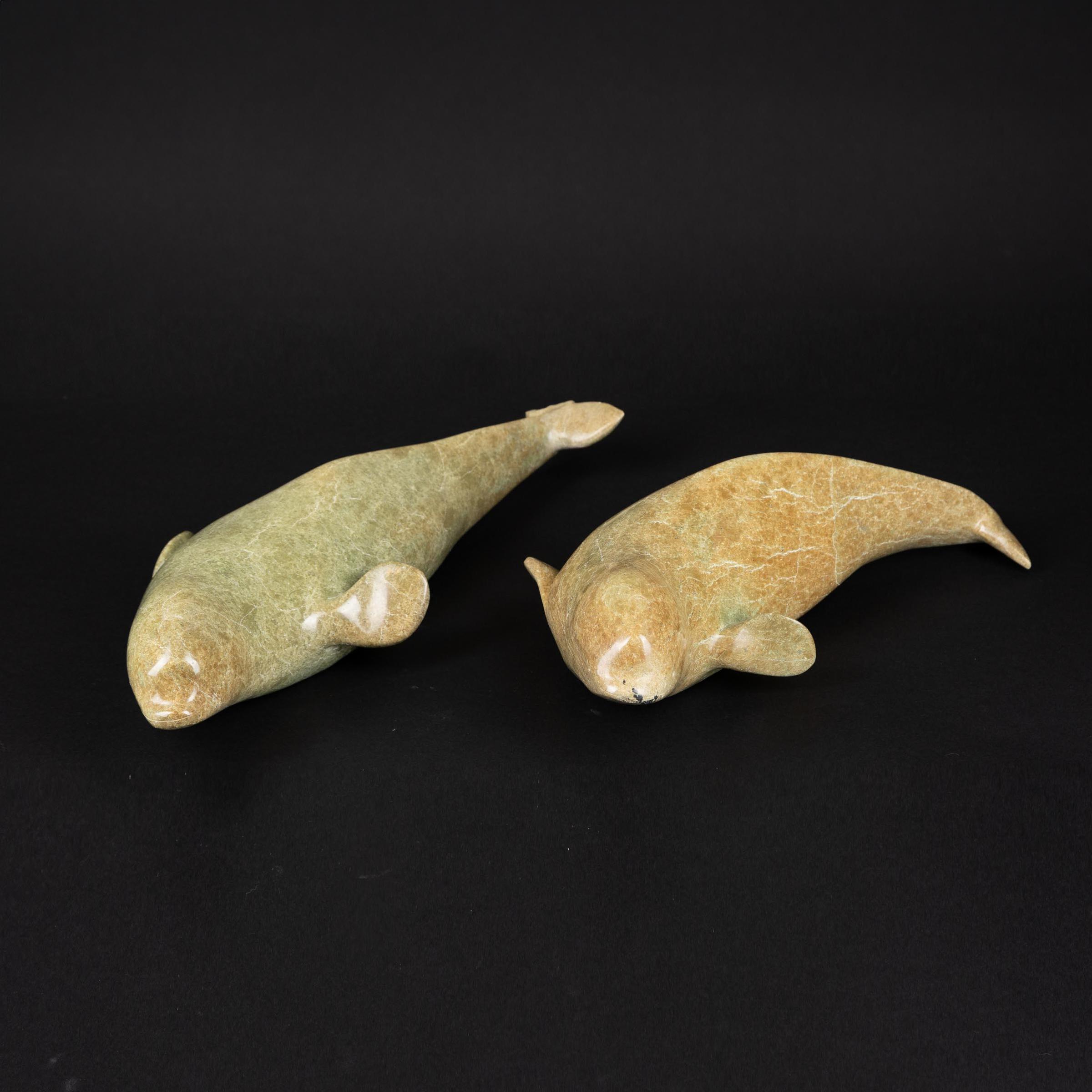 Mosesie Kolola (1930-1985) - Two Swimming Whales