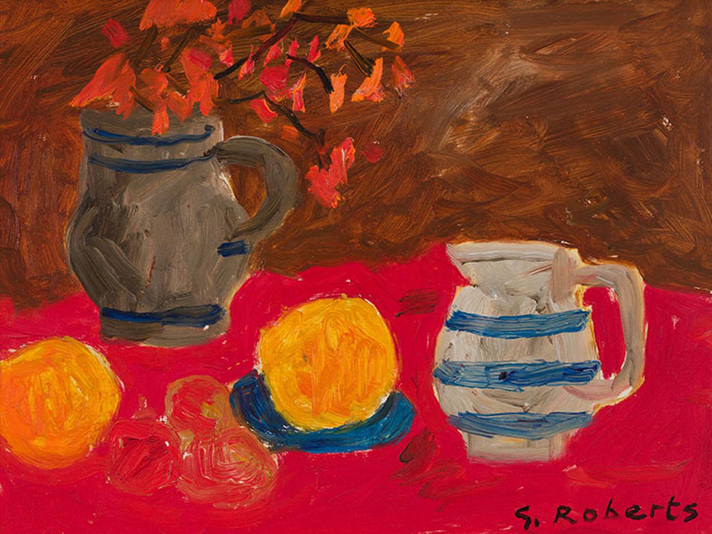 William Goodridge Roberts (1921-2001) - Red Cloth & Striped Jug
