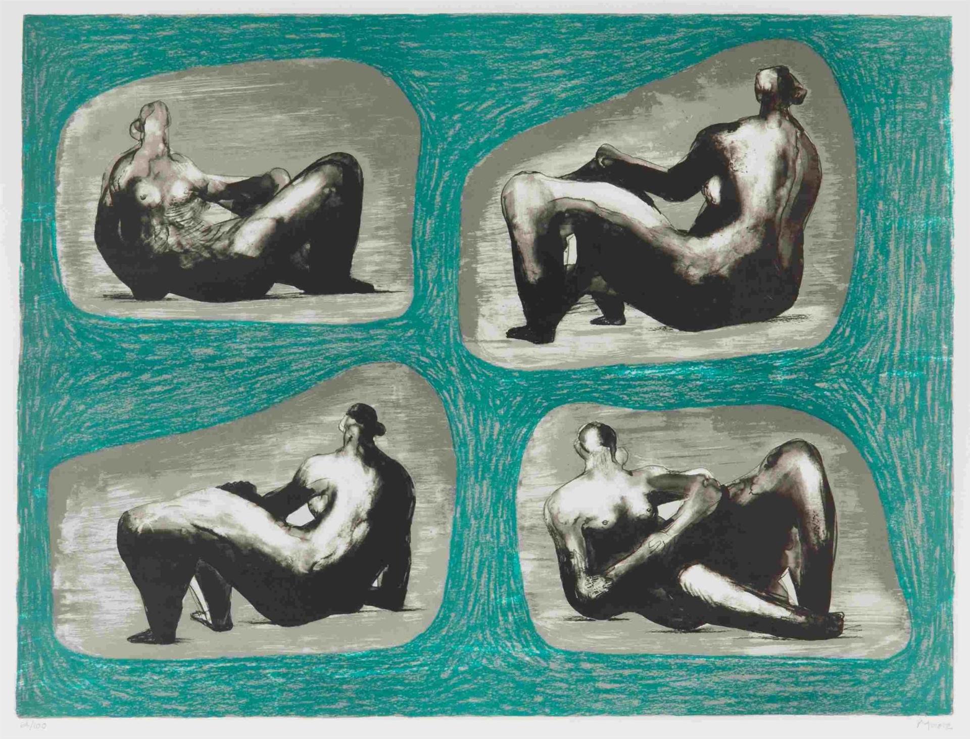 Henry Spencer Moore (1898-1986) - Four Reclining Figures, Caves (1974) [Cranmer, 335]