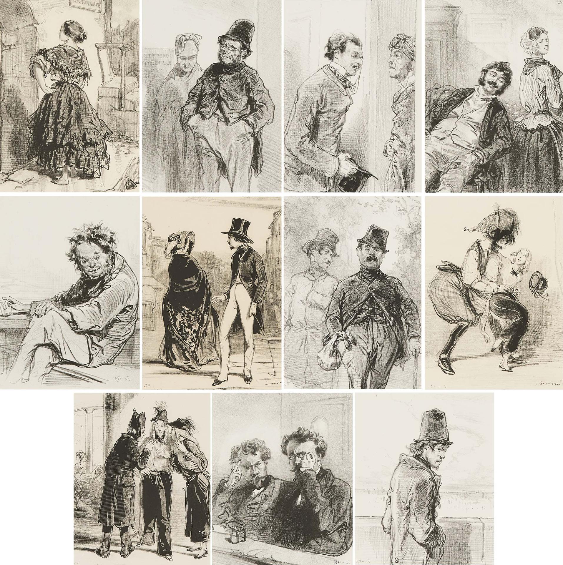 Paul Gavarni - Eleven Figural Narratives (From Les Lorettes Vieilles, Masques Et Visages, Physionomies Parisiennes), 1839-1858