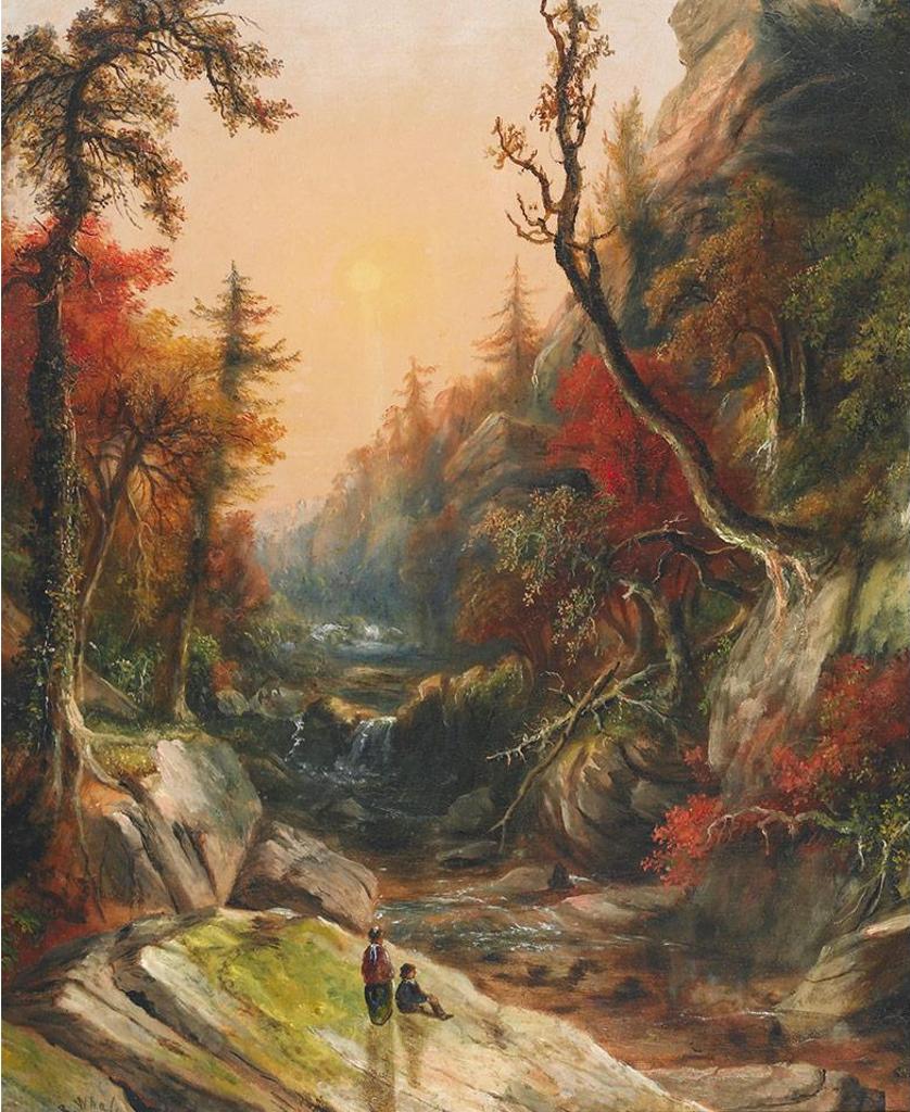Robert Reginald Whale (1805-1887) - Waterfall Near Dundas, Ontario, Figures In The Foreground