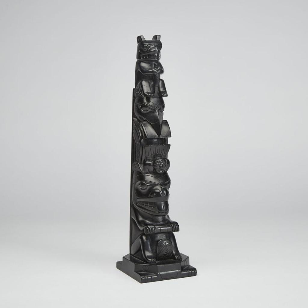 Henry Hans - Totem Decorated With A Beaver, Raven And A Frog
