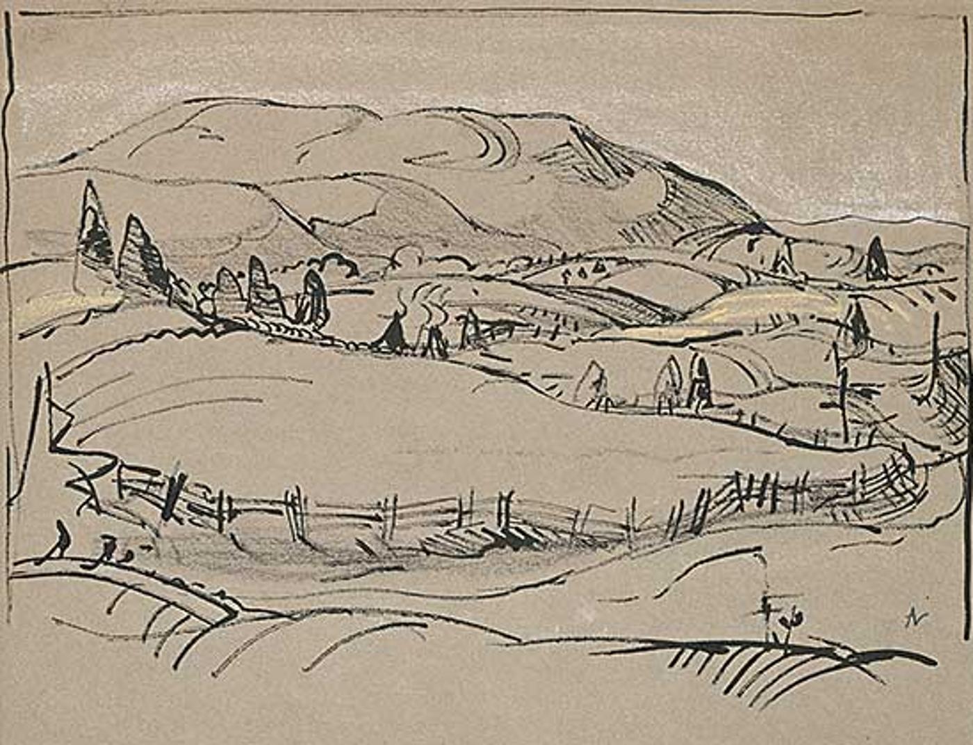 Arthur Lismer (1885-1969) - Drawing for Quebec Uplands