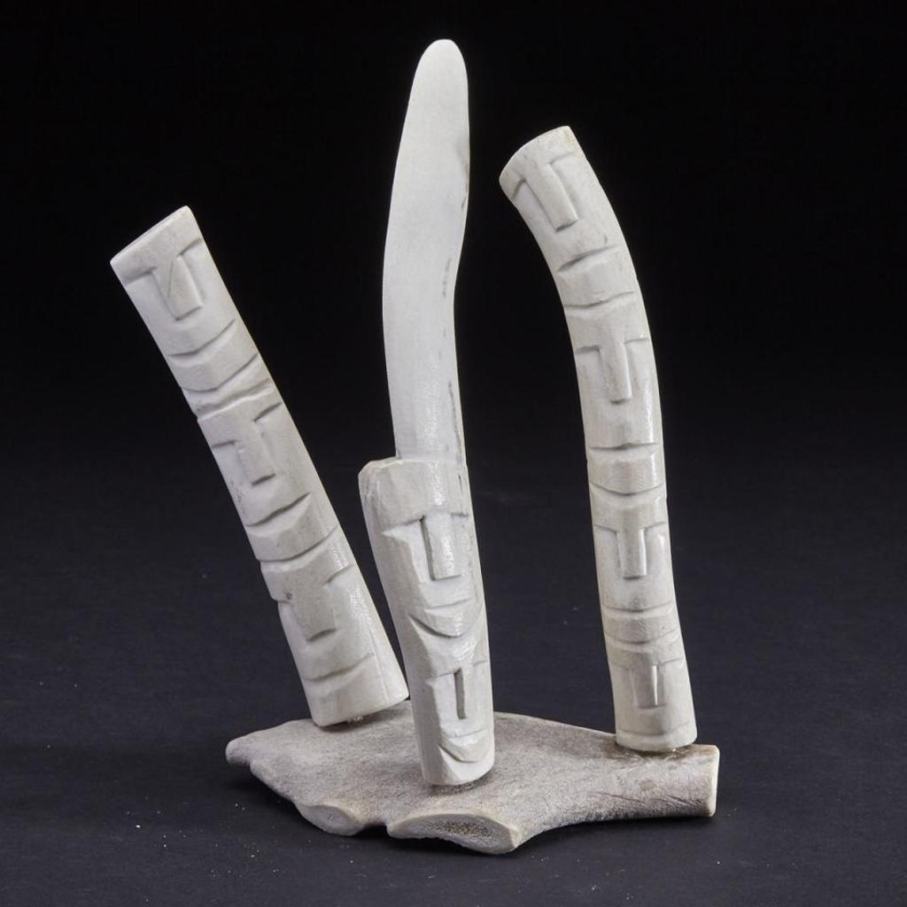 Marie Kuunnuaq (1933-1990) - Three Totemic Figures On Base