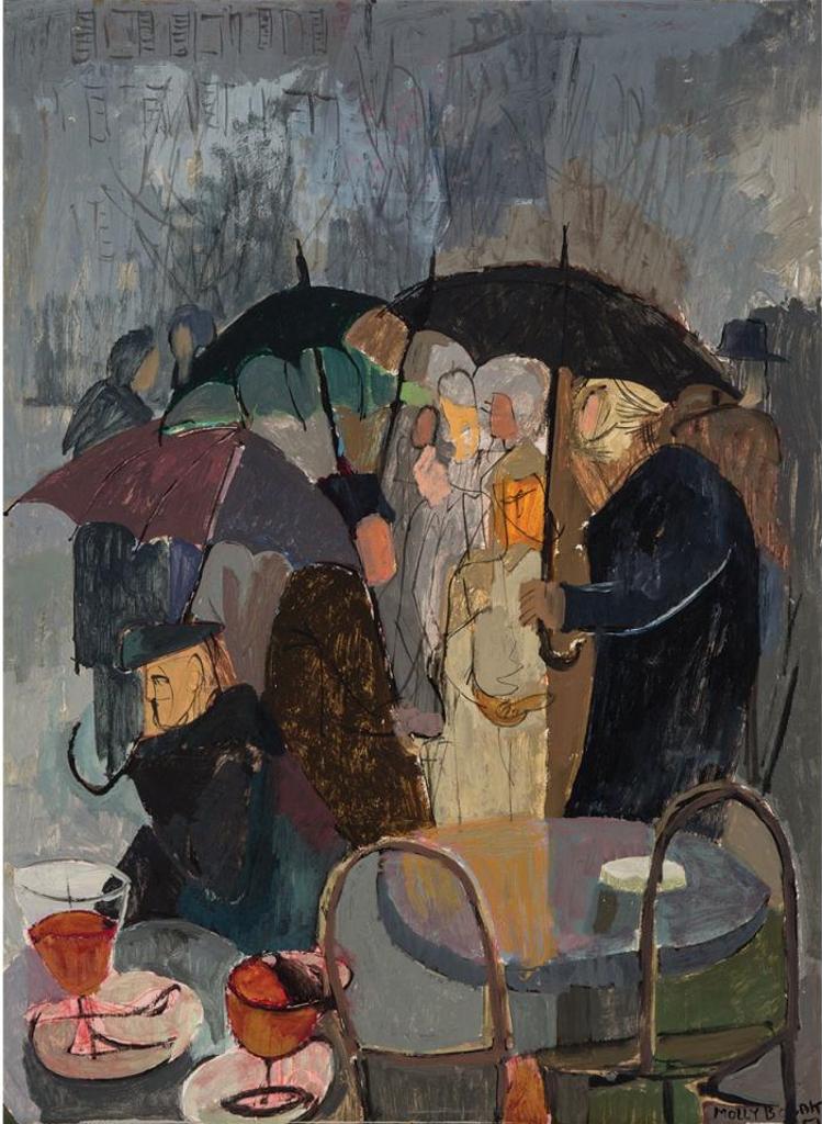 Molly Joan Lamb Bobak (1922-2014) - Cafe, Paris (With Umbrellas)