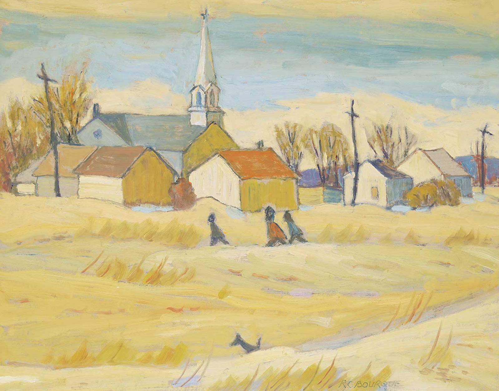 Raymond C. Bourque (1922-1982) - Untitled - Walking Home from School