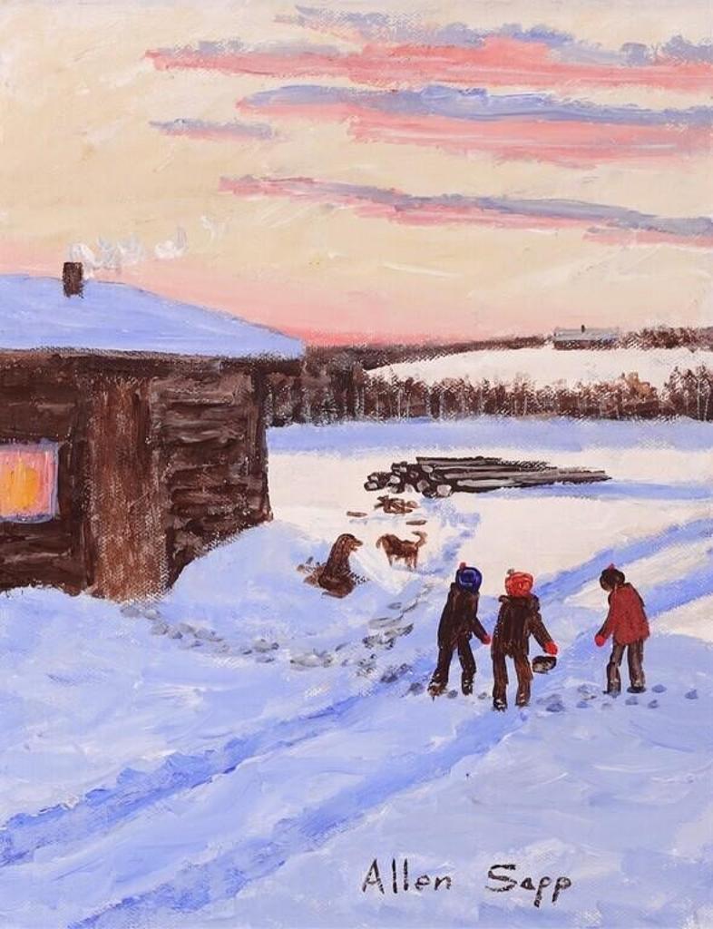 Allen Fredrick Sapp (1929-2015) - Children Playing Outside On A Cold Winter Day