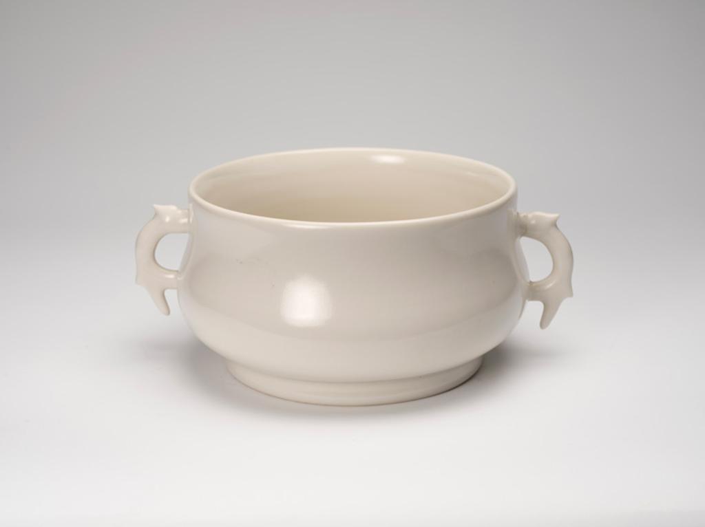 Chinese Art - A Chinese White Glazed Bombé Form Censer, Republican Perio