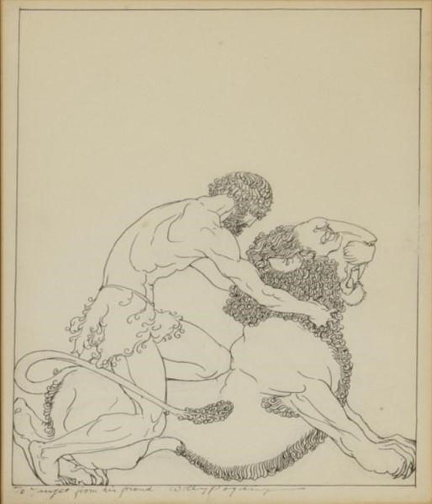 Willy Pogany (1882-1955) - Hercules Strangling the Lion of Nemea (1921)