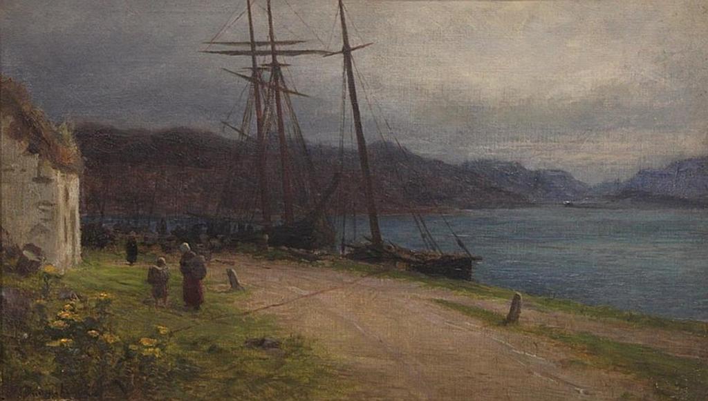 Joseph Farquharson (1846-1935) - Untitled - Moonlit boats at Harbour