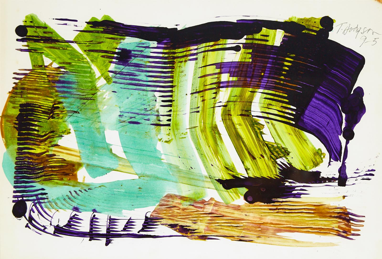 Thomas (Tom) Sherlock Hodgson (1924-2006) - Abstract Composition In Green And Purple, 1995